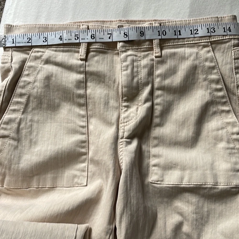 Ann Taylor Loft Cream Raw Hem High-rise Skinny Utility Pant Size 4P